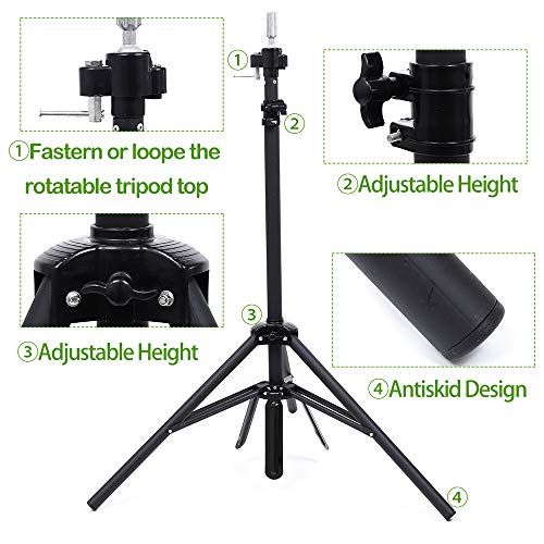 AliBling Wig Stand Sturdy Wig Stand Tripod Mannequin Head Stand Wig Head Stand Adjustable Wig Tripod for Wigs Making Styling and Cosmetology Hairdressing Training - Thumbnail 4