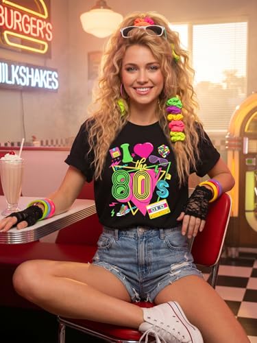 AMWIPE 80s Shirts for Women I Love The 80s Tshirts for Girls 1980 Themed Style Outfit for Party — view 2