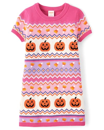 Gymboree,Girls,and Toddler Short Sleeve Sweater Dress,Pumpkin Fairisle,6