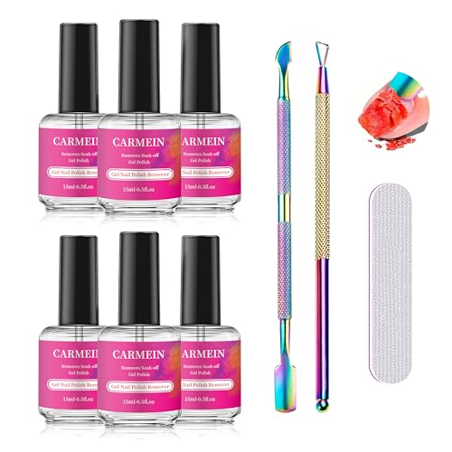 Image of CARMEI Gel Nail Polish Remover,Professional(6-pack), 15ml /0.5 fl oz, Liquid Formula, Paraben-free, For Natural and Long-lasting Gel Polish Removal for Nail.