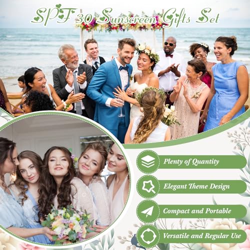 Image of 12 Pcs Mini Sunscreen Bulk for Summer Party Wedding SPF 30 Water Resistant Sunscreen Lotion Bulk 1oz Travel Size for Thank You Gifts Wedding Supplies (Greenery)