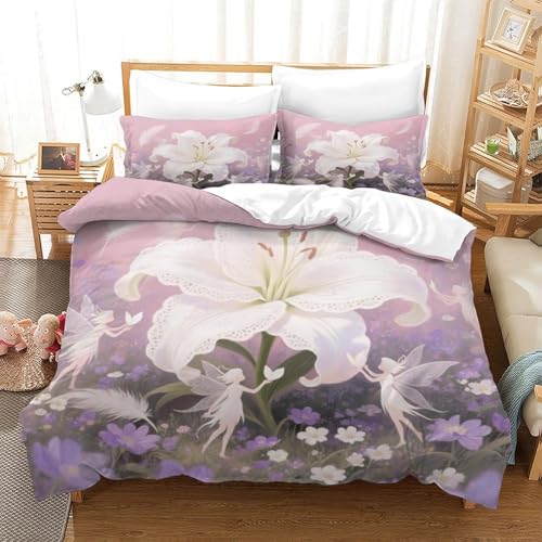 Linge de lit fermeture éclair cachée Lily 3D housse couette 200x200cm ado