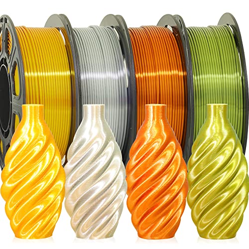 OEM MIKA3D Silk Shiny PLA Filament 4 Metallic Colors 3D Printer Filament Bundle Pack: Shiny Metallic Gold/Silver/Copper/