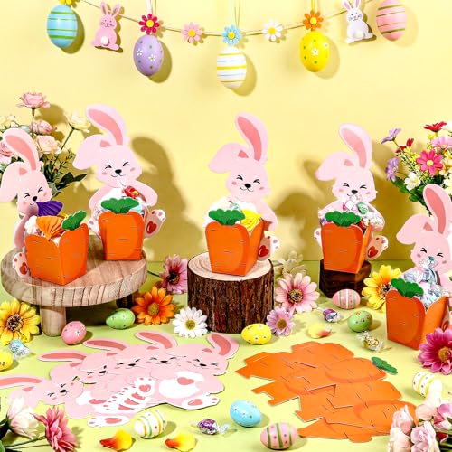 HAOWANWW 30Pcs Geschenkboxen im Osterhasen-Design Kleine Schachteln mit Osterhase Karotte Motiv Kreative Möhrenkisten zum Befüllen für Kleine Ostern Geschenke,Süßigkeiten,Mini Ostereier