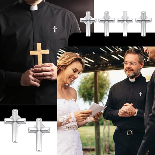 Image of 100 Pcs Cross Pins Bulk Metal Golden Silver Religious Christian Cross Brooch Pins Set Religious Enamel for Christian Chaplain Gifts Funeral Church Prayer Activities (Silver)