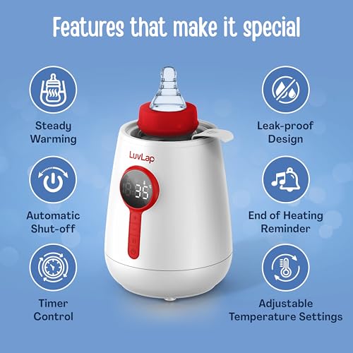 Image of LuvLap Glory Electric Bottle Warmer for Breastmilk and Formula - Electric Fast Milk Bottle Heater, Baby Food Warmer with Timer and Auto Shut Off