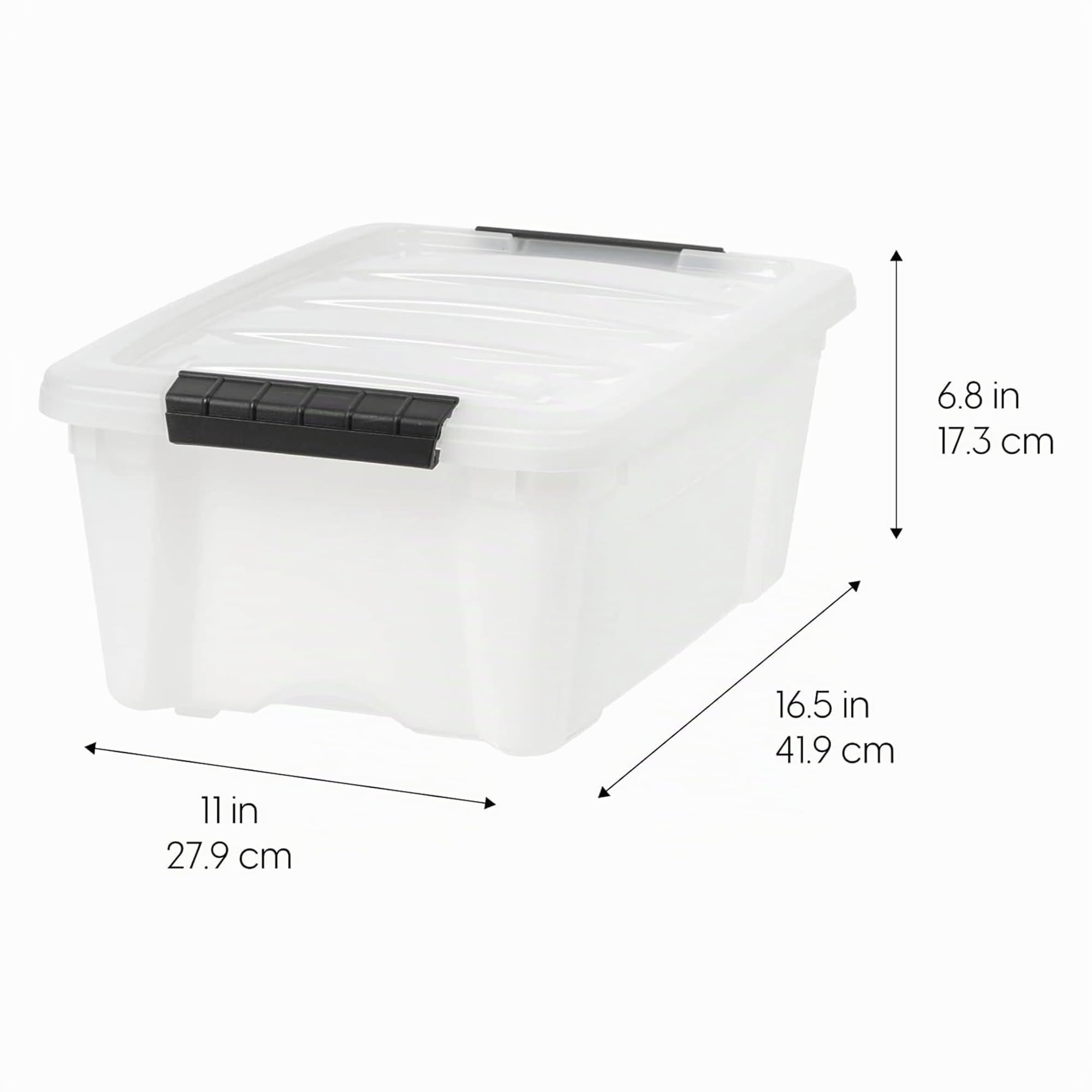 IRIS Ohyama Lot de 6 bacs de rangement en plastique, naturel/noir, 13 litres