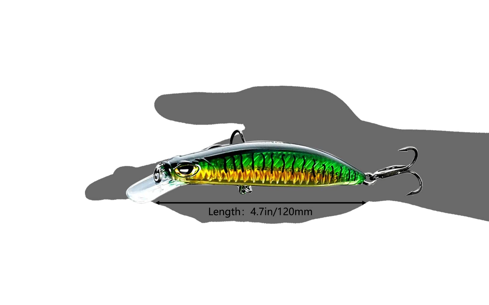 Bass Style Suspending Jerk Bait Fishing Lure - Slow Rising, Minnow Imitation with Thick Wire Hooks, Realistic 3D Eyes for Large Mouth Bass, Small Mouth Bass, Northern Pike, and Freshwater Game Fish