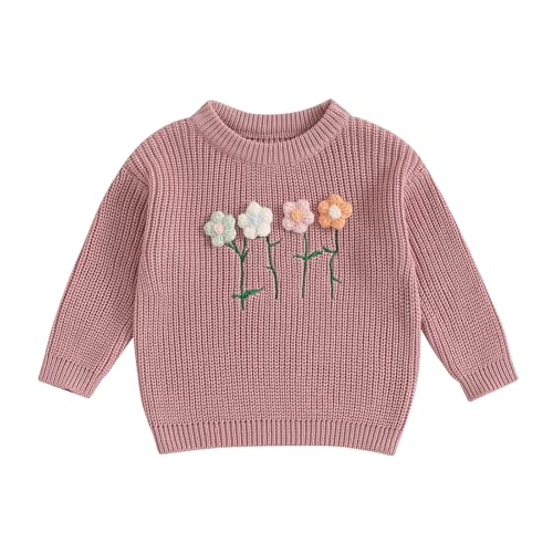Beauace Baby Mädchen Strickpullover Neugeborenen 3D Blumendruck Gestrickt Pullover Kleinkind Rundhalspullover mit Langen Ärmeln Herbst Winter Kleidung (Rosa, 12-18 Months) Beauace Baby Mädchen Strickpullover Neugeborenen 3D Blumendruck Gestrickt Pullover Kleinkind Rundhalspullover mit Langen Ärmeln Herbst Winter Kleidung (Rosa, 12-18 Months)