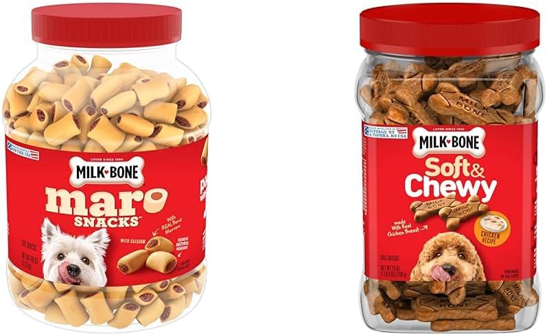 Milk-Bone Dog Treats Bundle: MaroSnacks Beef 40 Ounce + Soft & Chewy Chicken 25 Ounce