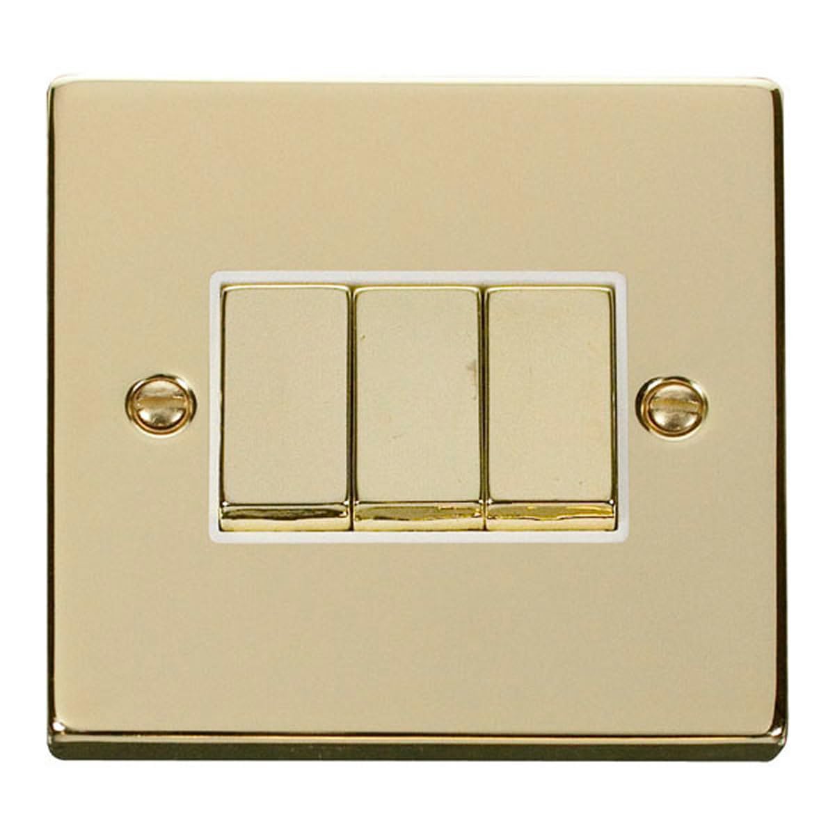 Polished Brass 10A 3 Gang 2 Way Ingot Light Switch
