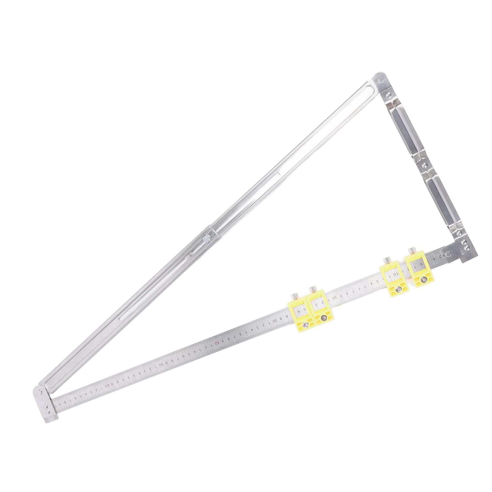 Regla de Posicionamiento Plegable de Acero Inoxidable, Herramienta de Trazado Telescópica con 4 Deslizadores, Adecuada para Carpinteros Profesionales, Llave Incluida