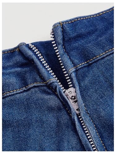 Floerns Women's Denim Skirts Ruffle Hem Short Skirts Ruched Bodycon Mini Skirts4