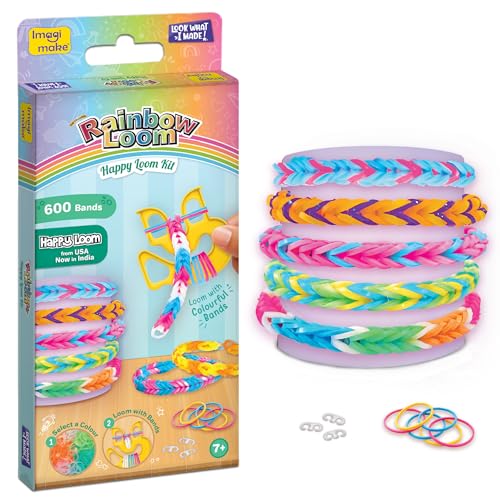 Image of Imagimake Happy Loom Kit |Bracelet Making kit with 600+ Colourful Bands, Loom Tool | DIY Art & Craft Kit | Return Gift for Girls Age 7+
