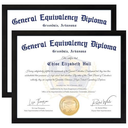FIXSMITH - FIXSMITH 8.5x11 Diploma Frame, Black Picture Frame With Clear Plexiglass, 2 Pack Certificate for Wall Display, Document Frame, High School Diploma - -12%