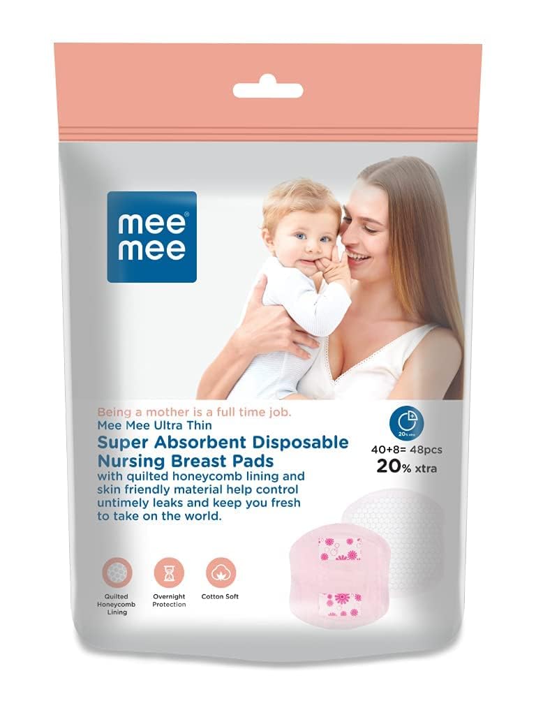 Mee Mee Disposable Nursing Breast Pads 48 Pcs | Ultra Thin Honeycomb Nursing Breast Pads with Leak Guard | Super Absorbent, Soft Cotton Maternity Pads | Compact & Discreet-picture-21