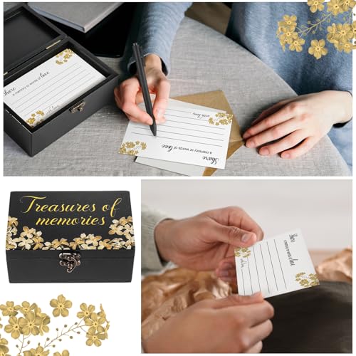Image of Gilprop 112 Pcs Celebration of Life Memory Cards Set Share a Memory Cards with Box 2 Wood Sign with 4 Hold and 5 Pens, Sympathy Memorial Gifts Funeral Keepsake Decorations(Forget Me Not Flower)