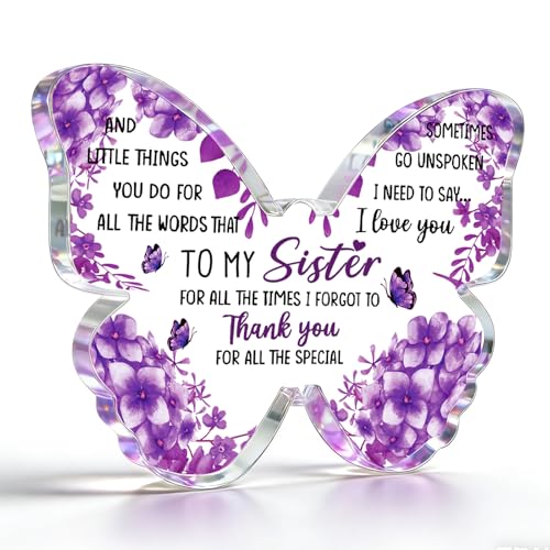 Best Sister Ever Gifts Birthday Gifts for Sister from Sisters Acrylic Plaque Desk Decor Purple...