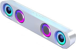 HJJ Portable Bluetooth Speaker - USB Desktop Soundbar - 2.0 Channel Computer Speaker - Surround Sound Portable Computer Sound Bar Speaker For Desktop Laptop (Color : White)