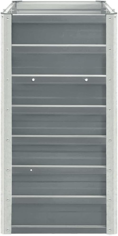 Grey Galvanized Steel Raised Garden Bed, Large Outdoor Planter for Vegetables, Flowers, Herbs, 94.5 x 15.7 x 30.3 Inch Rectangular Garden Beds Outdoor