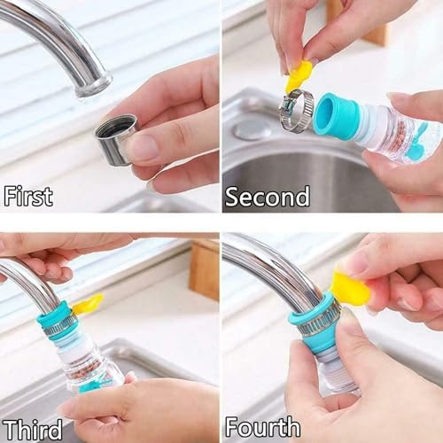Image of 360 Degree Water Saving Faucet Adjustable | Tap filter, Tap extender for kitchen sink | Flexible Anti Splash Water Saving Movable | Sprinkle Head Nozzle for & Kitchen (4, Multicolor)