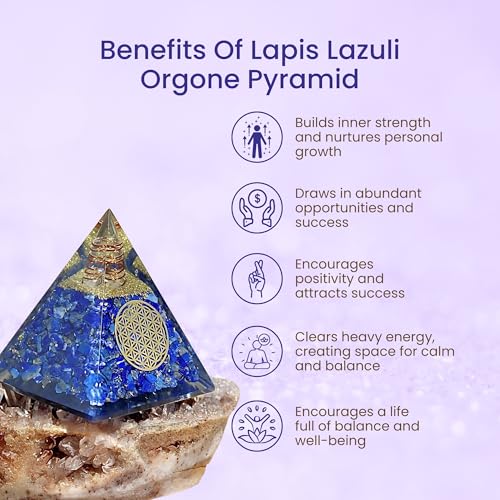 Image of Orgone Pyramid of Success - Lapis Lazuli Orgonite for Honesty, Self-Awareness, Chakra Balancing, Meditation, Reiki Healing, EMF Protection & Positive Energy Enhancement