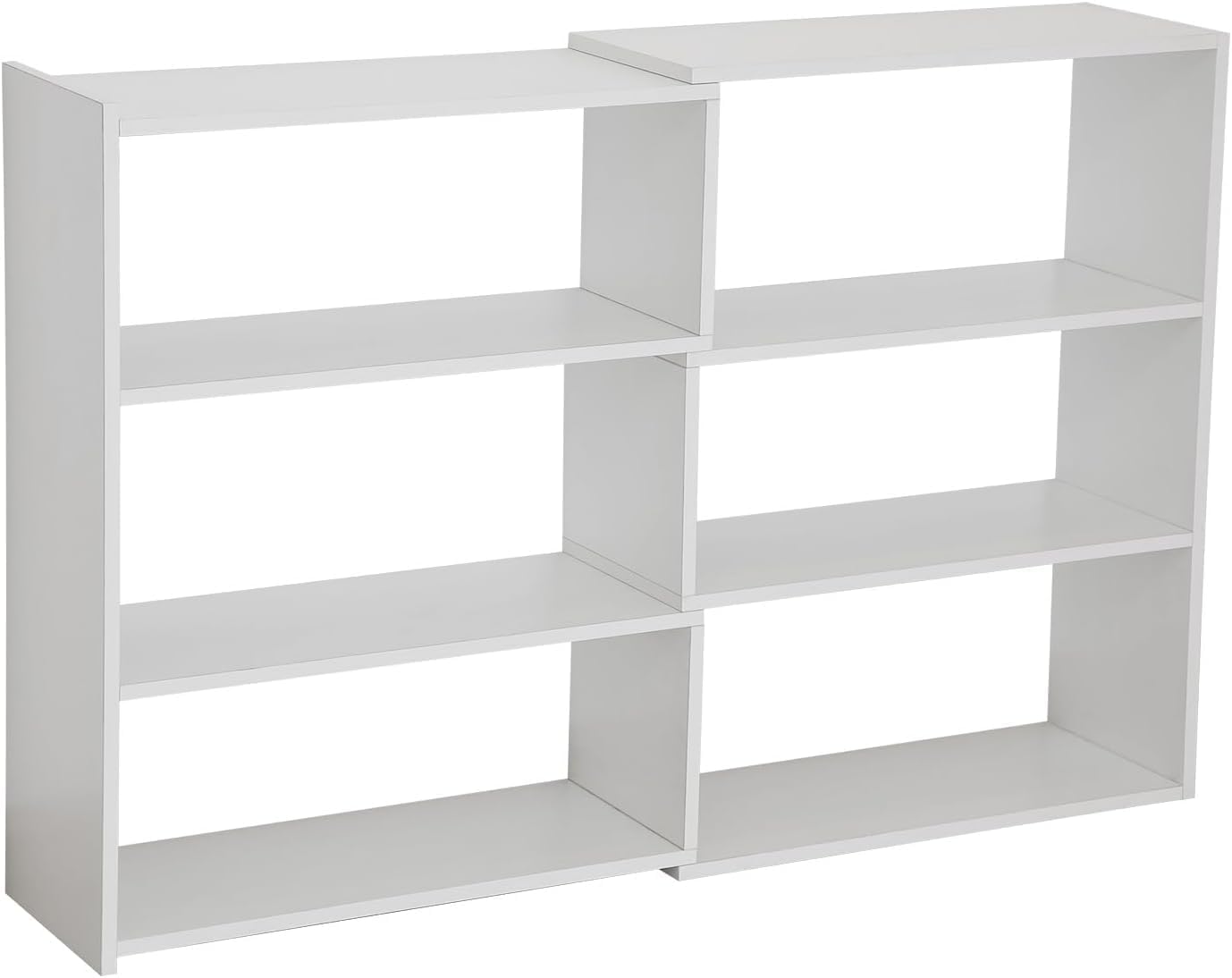 Book Shelf, 4 Tier Expandable Bookcase, Large Corner Bookshelves with 6 Storage Units, Can be Used in Small Spaces or Corners, Suitable for Home, School and Commercial use (White)