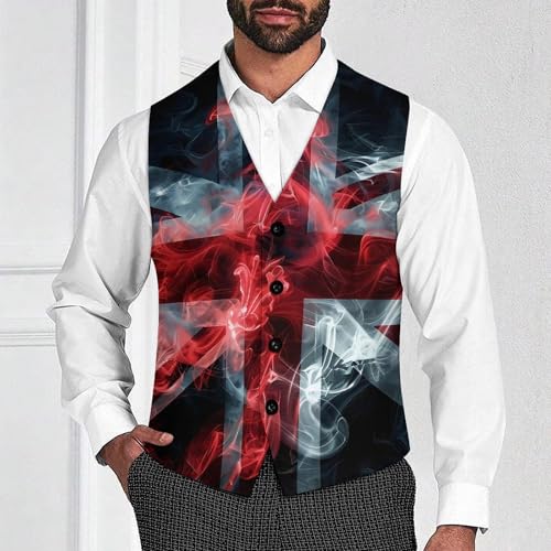 England Smoke Flag Novelty Men's Suit Vest Funny Formal Dress Vests Business Waistcoat2