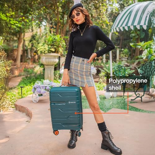 Image of Nasher Miles Paris Hard-Sided Polypropylene Luggage Set of 2 | 55cm & 65cm | 8 Wheels Small & Medium Trolley Bag for Travel | Suitcase (D. Green & A. Green)