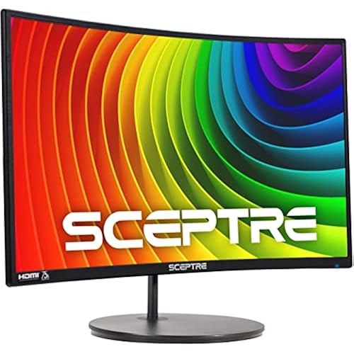Sceptre Curved 27" FHD 1080p Gaming Monitor R1500 98% sRGB HDMI VGA 75Hz Build-in Speakers, Blue Light Shift Machine Black (C278W-1920RN series)