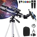 YOLIYOQU Telescope,Telescope for Adults and Kids Beginners,70mm Aperture 400mm AZ Mount Astronomical Refracting Telescope,with Tripod/Phone Adapter/Backpack