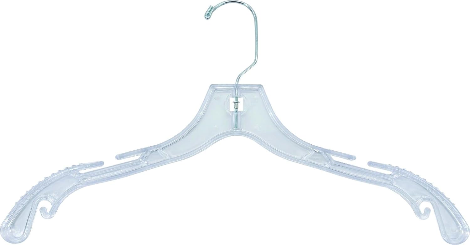 NAHANCO 17" Heavy Weight Plastic Bridal Hanger with Reinforced Hook, Molded Shoulder Ridges, Clear (Pack of 100)