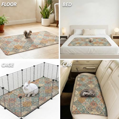 Image of nunubaby 4PACK Washable Pee Pads for Dogs, Stylish, Non-Slip and Leak-Proof Pee Pads. Reusable Potty Pads for Dogs for Crates and Floors.(Cream /Multi,24 inch x48 inch )