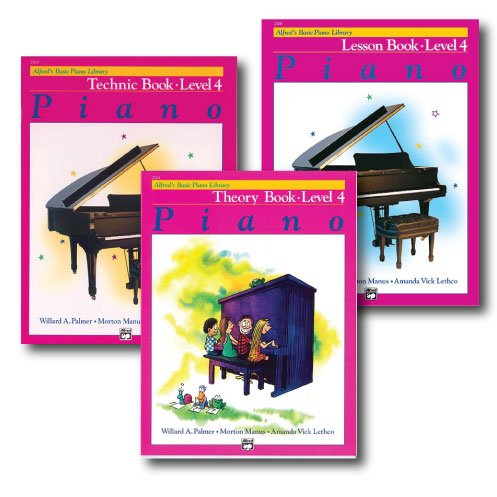 Alfred Basic Piano Library Course Pack Level 4 - Three book set - Includes - Lesson, Theory and Technic Books      Sheet music