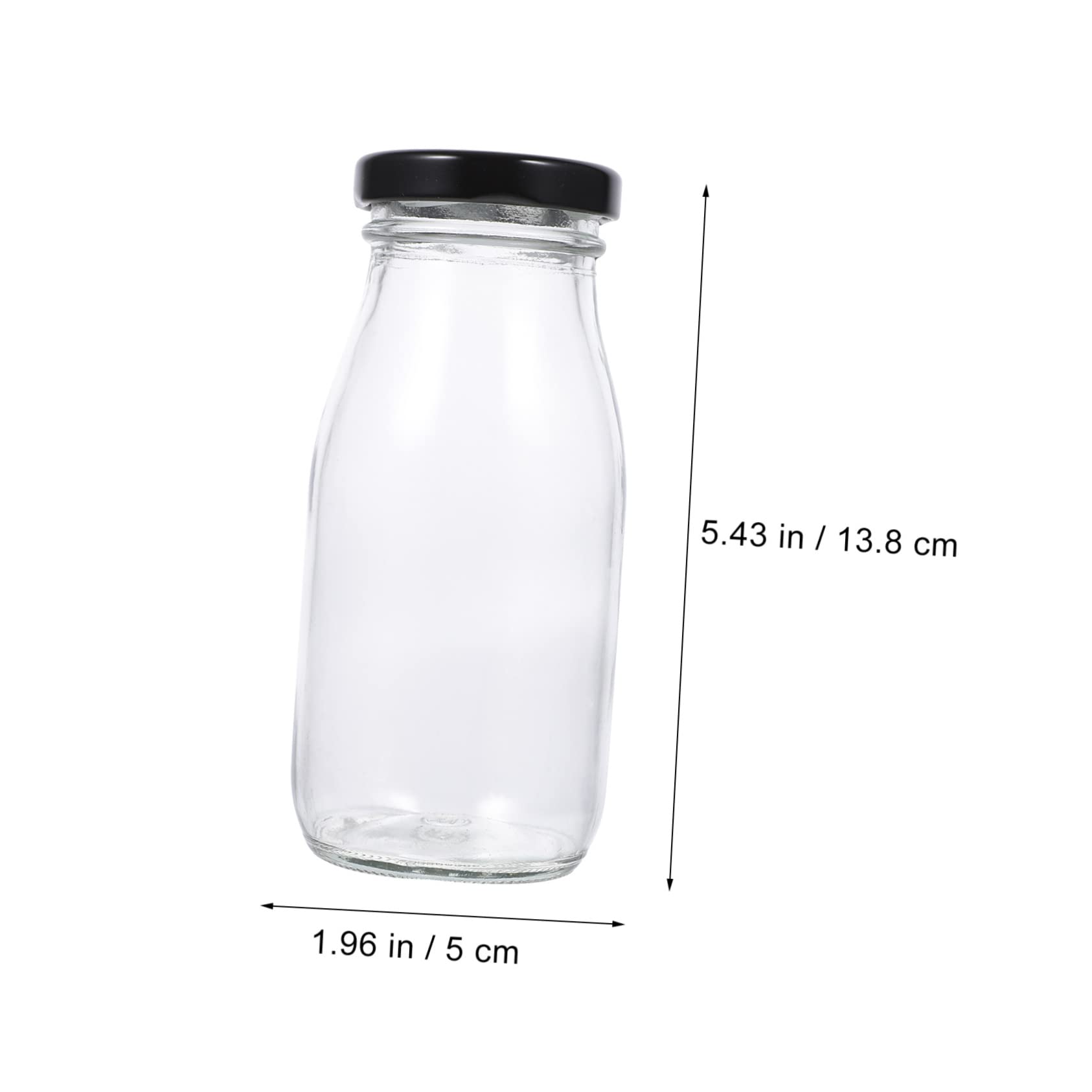 FUNOMOCYA 4pcs Glass Milk Jugs with Secure Caps 250ml for Milk Juice Yogurt Leakproof Sturdy Glass Material