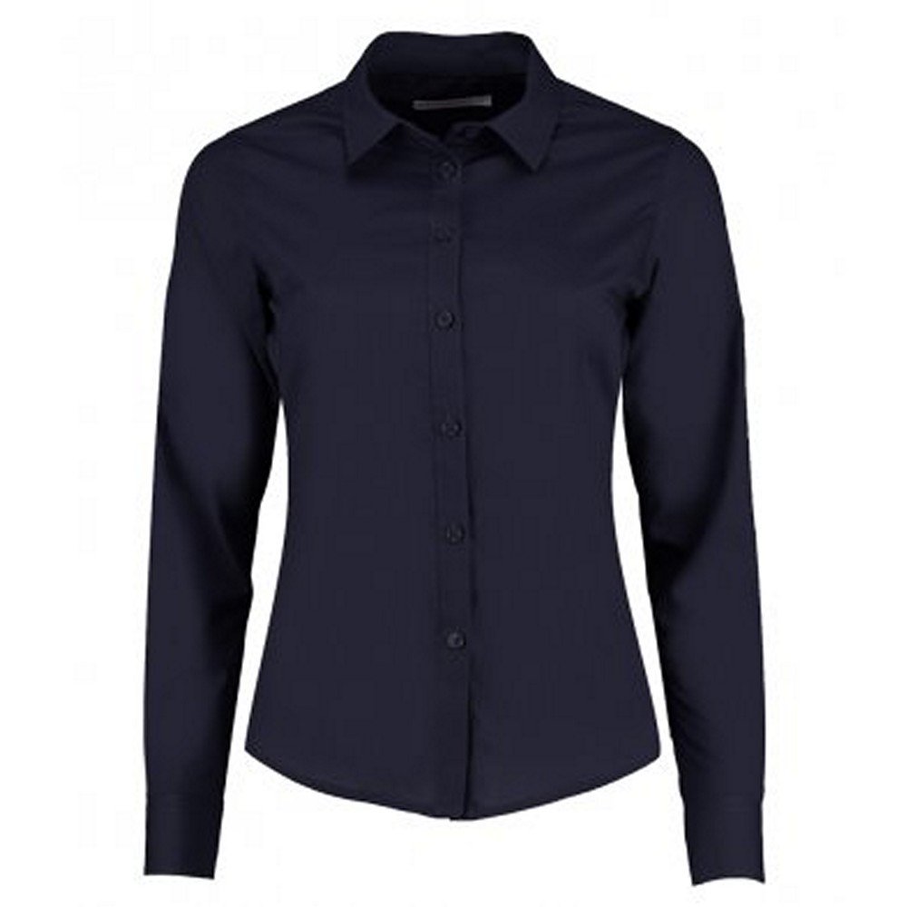 Kustom Kit Women's Dark Navy Tailored Poplin Shirt, Size 6, Long Sleeve, Easy Iron