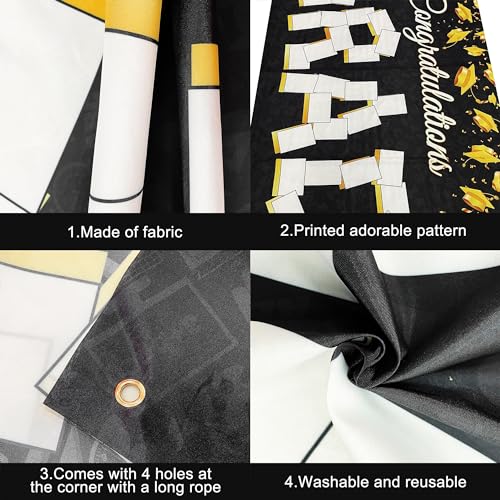 Image of KatchOn, Congratulations Graduation Photo Banner - Xtralarge, 72x44 Inch | Personalized Grad Photo Banner | Black and Gold Congratulations Grad Backdrop | 2026 Graduation Decorations