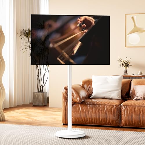 Mobile TV Cart Rolling TV Stand for 10-46 Inch Flat/Curved Screen Up to 88lbs, Height Adjustable...