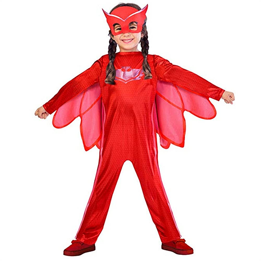 Party Centre Child PJ Masks Owlette Costume Red Cloak Jumpsuit,Cosplay and Theme Parties,Masquerade, PJ Mask Children's Jumpsuit for Girl Kid