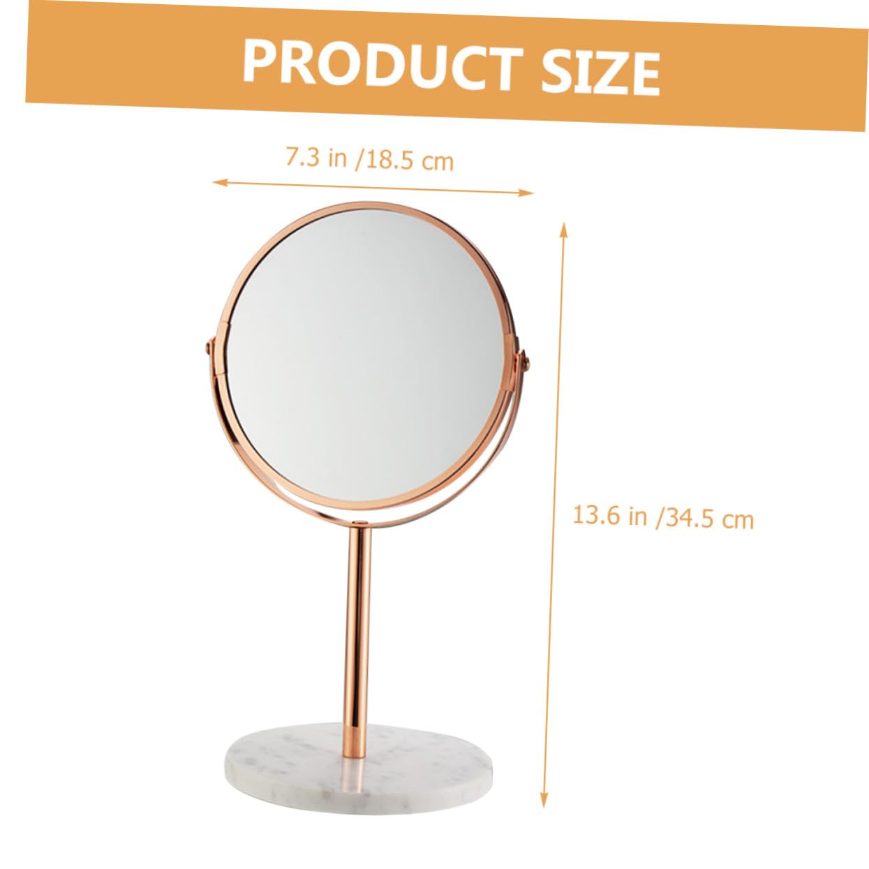 TOPPERFUN Specchio da Trucco Ingrandimento 2x e Rotazione Libera in Marmo e Metallo per Toeletta e Tavoli da Vanity Design Elegante e Funzionale