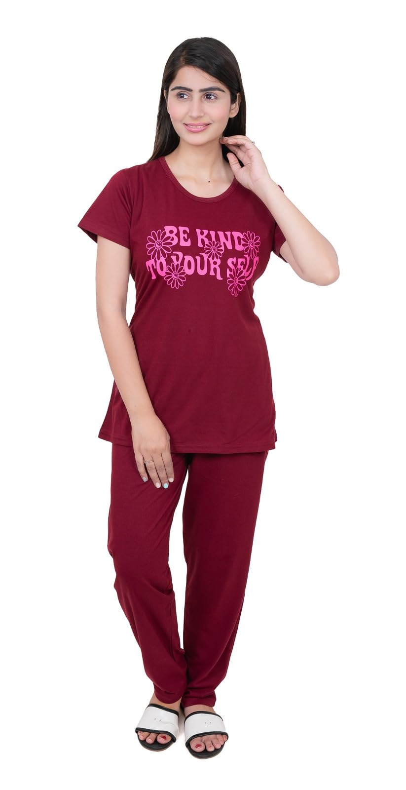 e-max Stylish Love Print Nightwear Set for Women – Ultra-Soft Relaxed Fit Pajamas for Sleep Lounging or Casual Homewear-picture-15