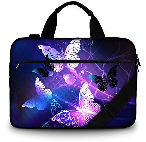 RICHEN Canvas Laptop Shoulder Bag Compatible with 11.6/12/12.9/13 Inches Laptop Netbook,Protective Canvas Carrying Handbag Briefcase Sleeve Case Cover with Side Handle (11-13 inch, White Butterflies)