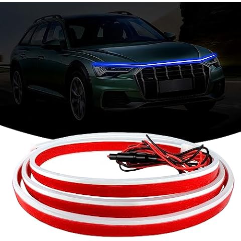 59Inch Car LED Hood Light Strip,Exterior Flexible Daytime Hood Light Strip Car Led Lights Interior,Scan Starting Hood Led Light Strip for Trucks,SUVs(Blue) Cover