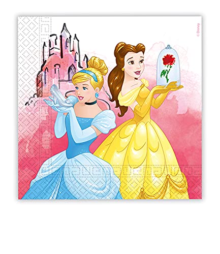Procos - Serviettes en papier FSC compostables Disney Princess Fabulous (33 x 33 cm, triple voie), 20 pièces, multicolore, 91883