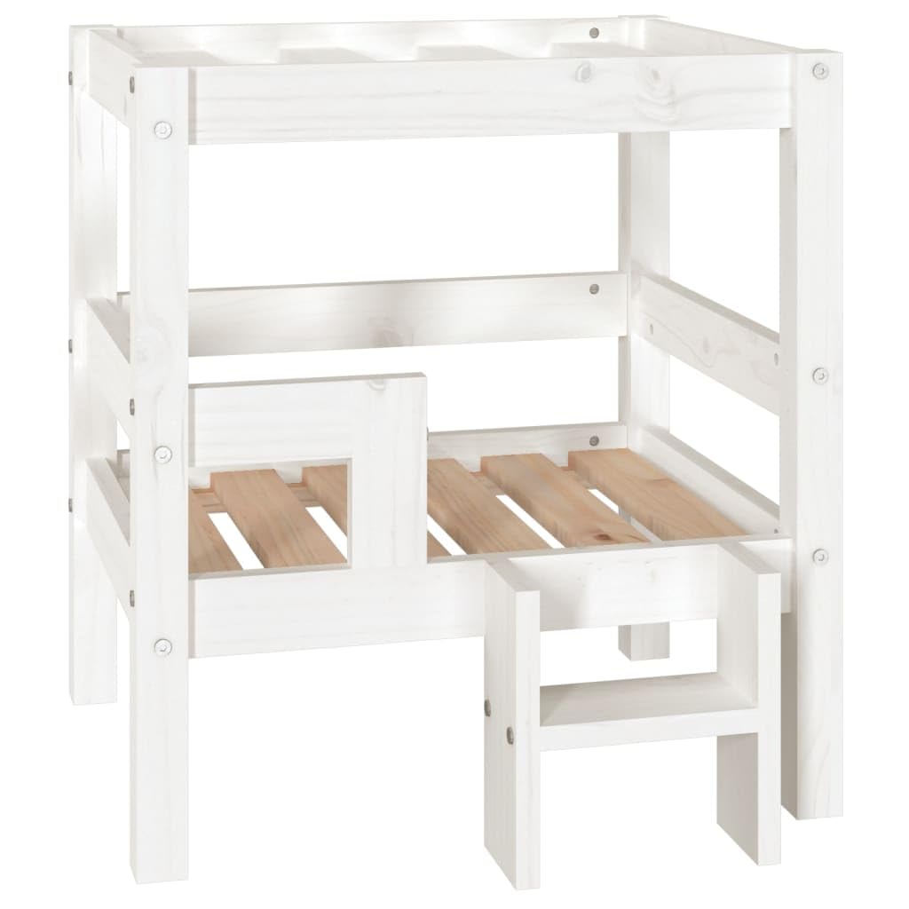 vidaXL Solid Wood Pine Dog Bed Indoor Wooden Pet Sofa Dog Seat Couch Frame Puppy Kennel Bed Pet Chair Couch Puppy Seat Kennel White 55.5x53.5x60 cm