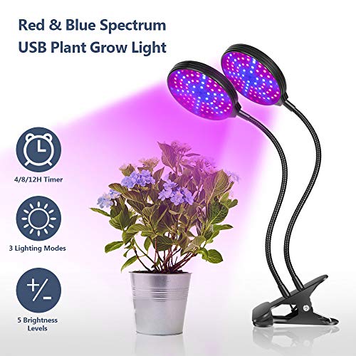 Andoer USB Plant Grow Light Red & Blue Spectrum ajustável Desktop Clamp lâmpada crescente para plant