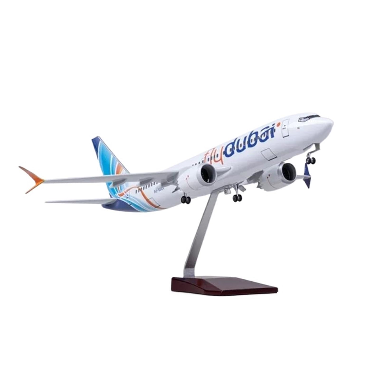 Must-Have per i Collezionisti 1/85 per 737MAX B737 Max Fly Dubai W Luce e Ruota Modello di Aereo in Resina statica Serie Decorativa Kit di Costruzione di Modelli (con Luce)