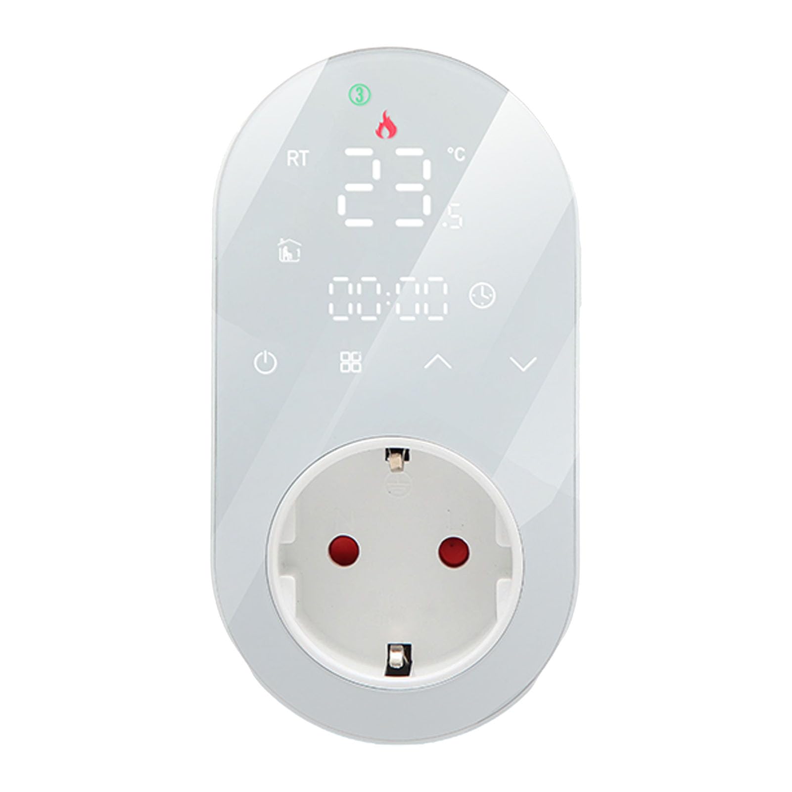 Marhynchus Plug-in-Thermostat, WiFi, Digitaler Thermostat, Steckdose, ABS, 16 A, 41 Bis 194 Fahrenheit, APP, Sprachsteuerung, Programmierbarer Timer, LED-Touch-Display für die Heimheizung (White)