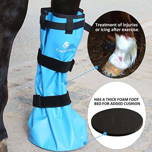 Image of Hoof Soaking Boot for Horse, Waterproof PVC Hoof Soaker Bag with EVA Foam Pad, Secure 3-Strap Equine Icing & Soaking Boot for Hooves Care, Fits Most Hooves