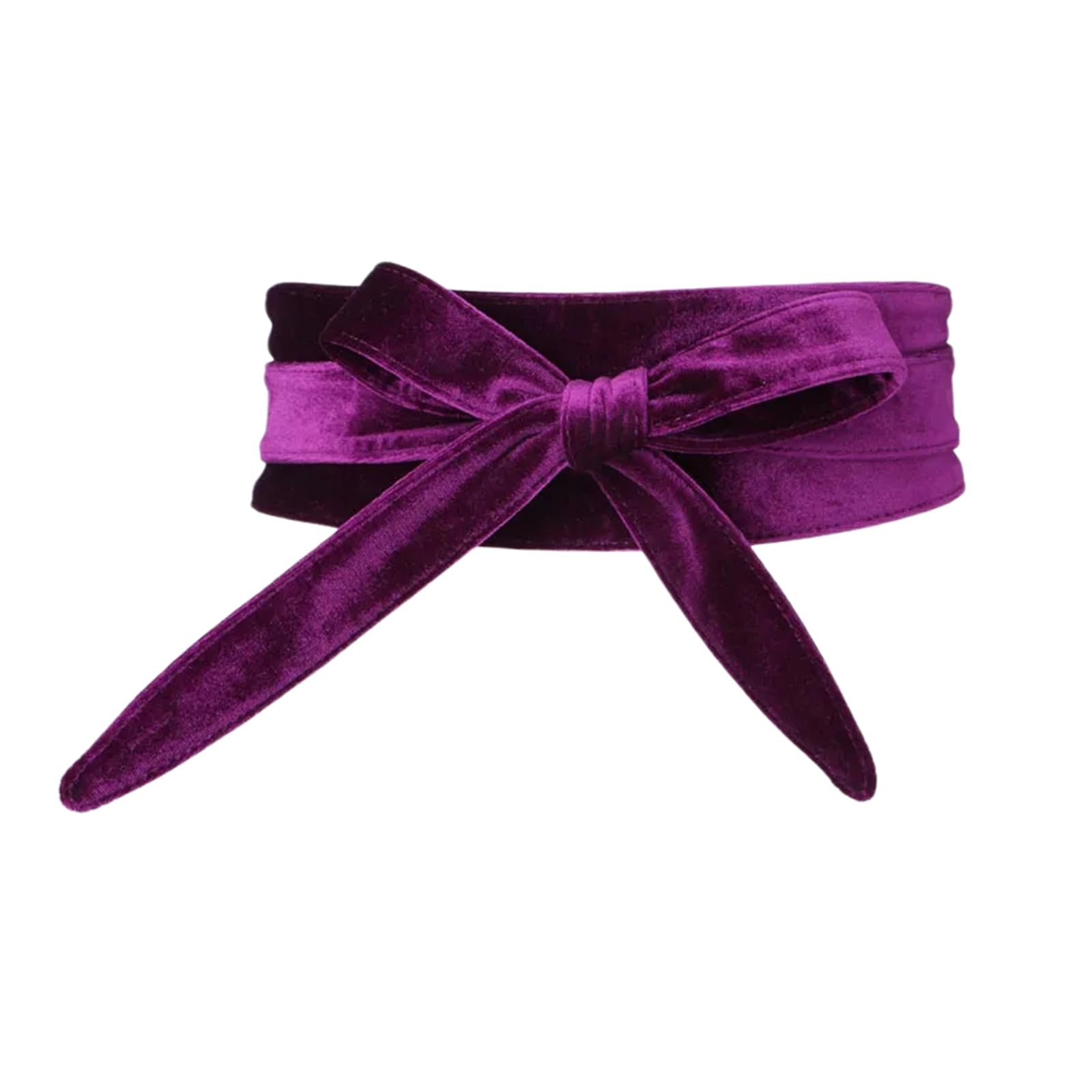 Vekker Women's Purple 225Cm Velvet Wide Waist Belt Corset Cinch Belt For Dress Wrap Around Cummerbund